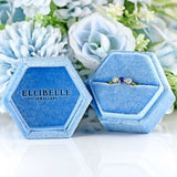 Ellibelle Jewellery Art Deco Sapphire & Diamond 18ct Gold Platinum Three-Stone Ring