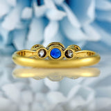 Ellibelle Jewellery Art Deco Sapphire & Diamond 18ct Gold Platinum Three-Stone Ring