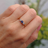 Ellibelle Jewellery Art Deco Sapphire & Diamond 18ct Gold Platinum Three-Stone Ring