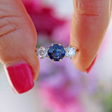 Ellibelle Jewellery Art Deco Sapphire & Diamond Platinum Three-Stone Engagement Ring (1.20cts)