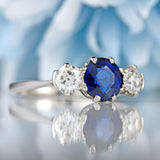 Ellibelle Jewellery Art Deco Sapphire & Diamond Platinum Three-Stone Engagement Ring (1.20cts)