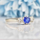 Ellibelle Jewellery Art Deco Sapphire & Diamond Platinum Three-Stone Engagement Ring Draft