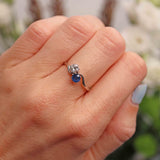Ellibelle Jewellery Art Deco Sapphire & Diamond Platinum Toi et Moi Engagement Ring