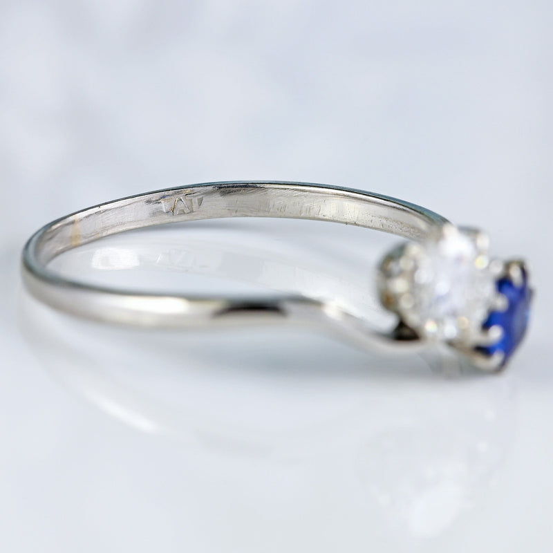 Ellibelle Jewellery Art Deco Sapphire & Diamond Platinum Toi et Moi Engagement Ring