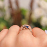 Ellibelle Jewellery Art Deco Sapphire & Diamond Platinum Toi et Moi Engagement Ring