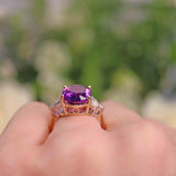 Ellibelle Jewellery Art Deco Style Amethyst & Diamond 9ct Gold Dress Ring