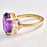 Ellibelle Jewellery Art Deco Style Amethyst & Diamond 9ct Gold Dress Ring