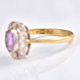 Ellibelle Jewellery Art Deco Style Amethyst & Diamond 9ct Gold Panel Ring