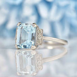 Ellibelle Jewellery Art Deco Style Aquamarine & Diamond Platinum Ring