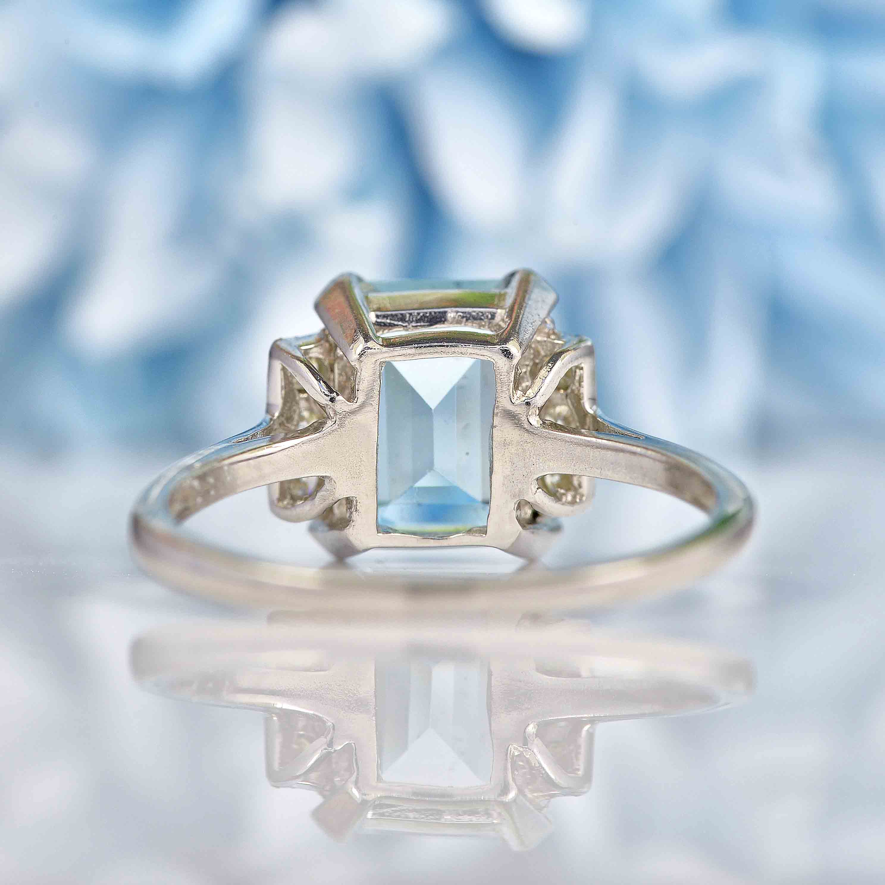 Ellibelle Jewellery Art Deco Style Aquamarine & Diamond Platinum Ring