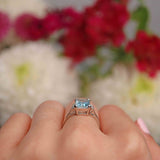 Ellibelle Jewellery Art Deco Style Aquamarine & Diamond Platinum Ring