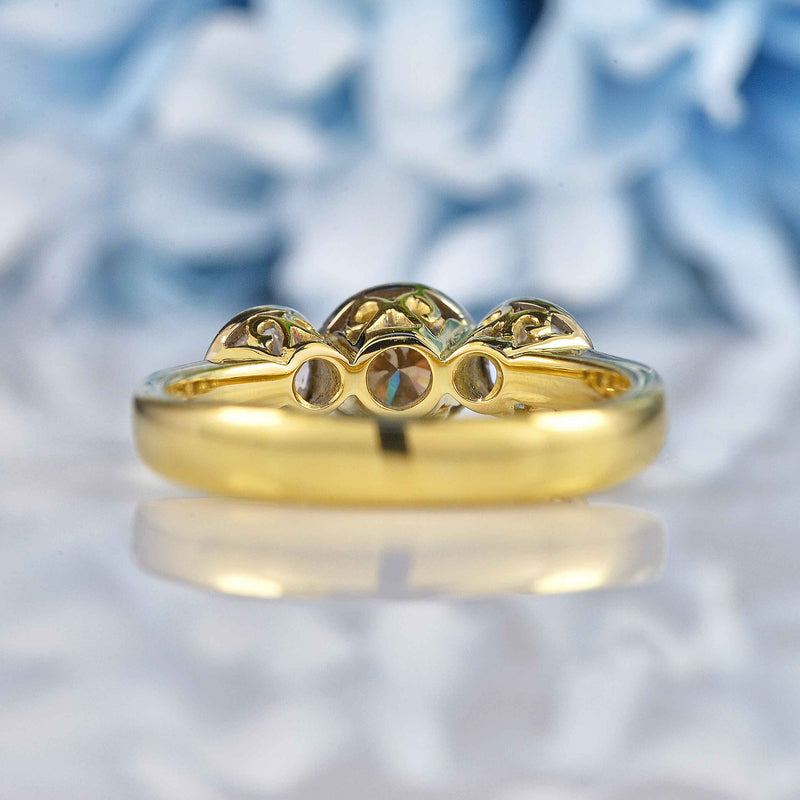 Ellibelle Jewellery Art Deco Style Brown Diamond 18ct Gold Three-Stone Engagement Ring