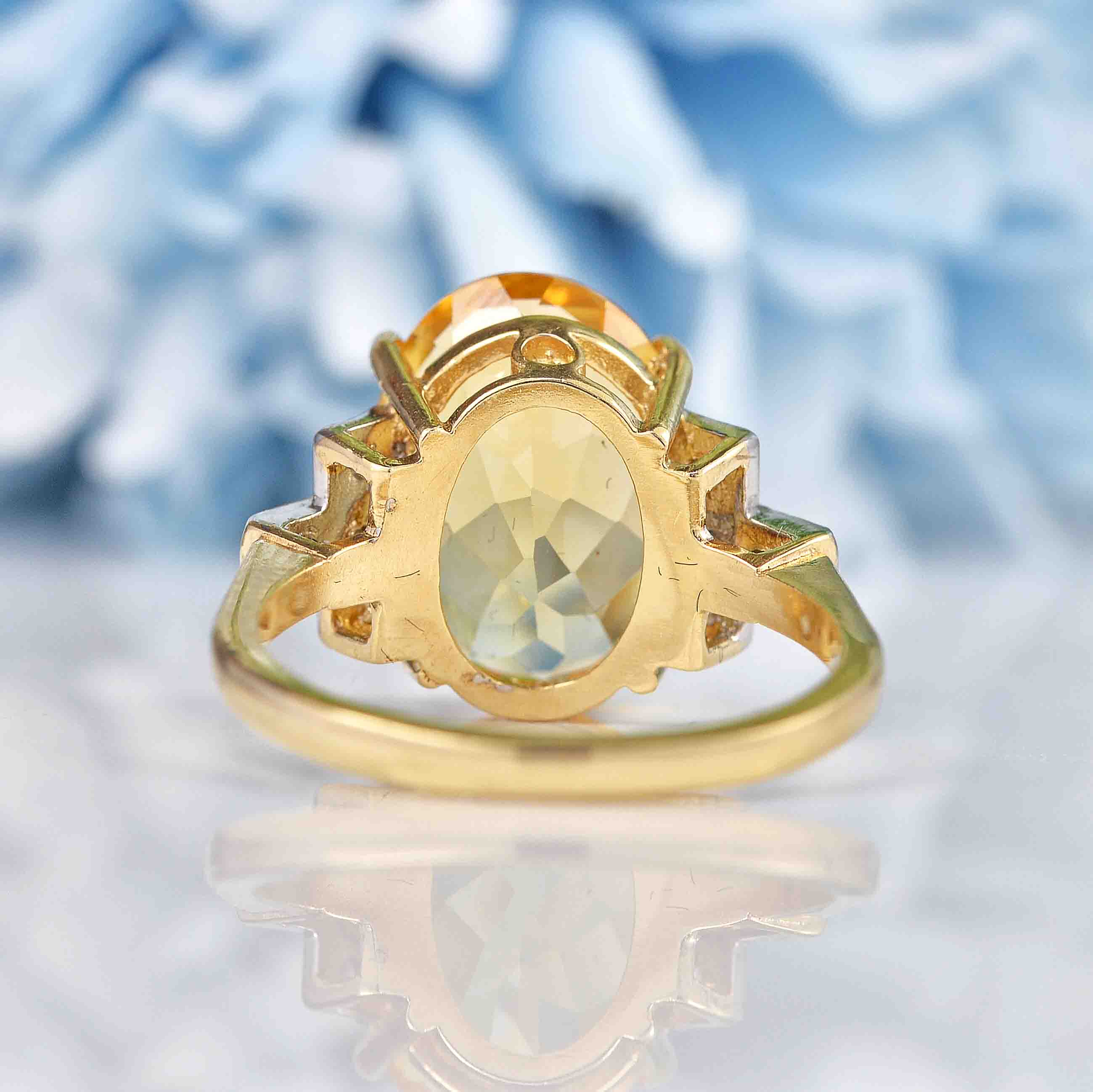 Art Deco Style Citrine & Diamond 9ct Gold Dress Ring – Ellibelle Jewellery