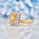 Ellibelle Jewellery Art Deco Style Citrine & Diamond 9ct Gold Rectangular Panel Ring