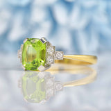 Ellibelle Jewellery Art Deco Style Cushion-Cut Peridot & Diamond 18ct Gold Ring