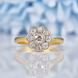 Ellibelle Jewellery Art Deco Style Diamond 18ct Gold Daisy Bezel Cluster Ring