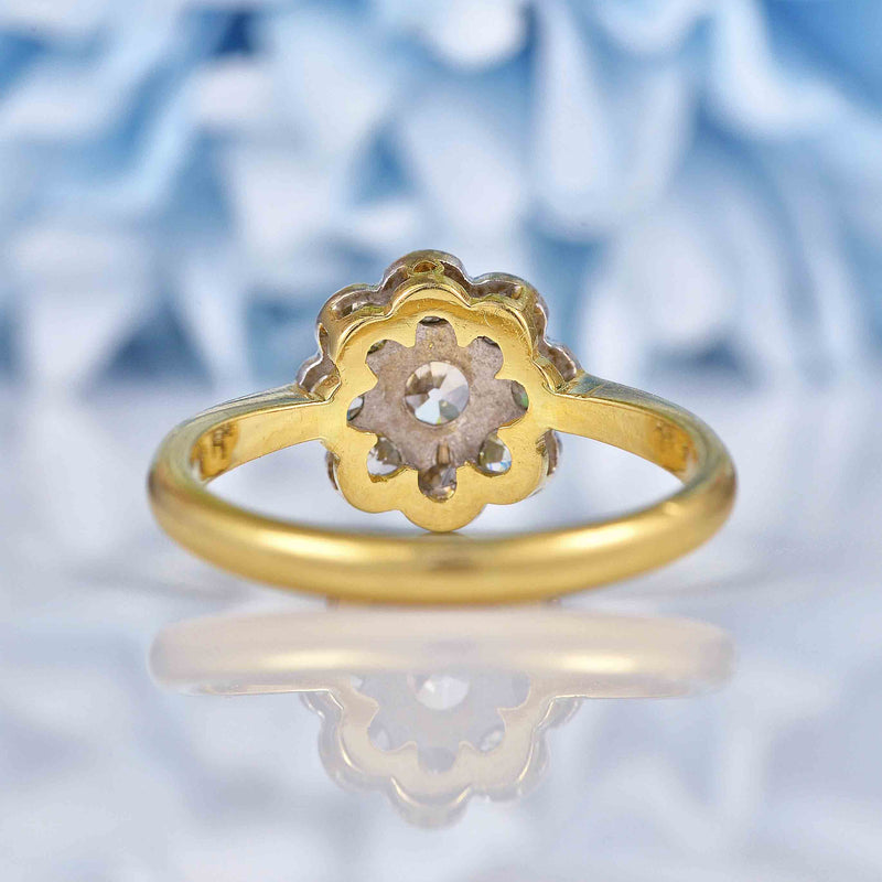 Ellibelle Jewellery Art Deco Style Diamond 18ct Gold Daisy Bezel Cluster Ring