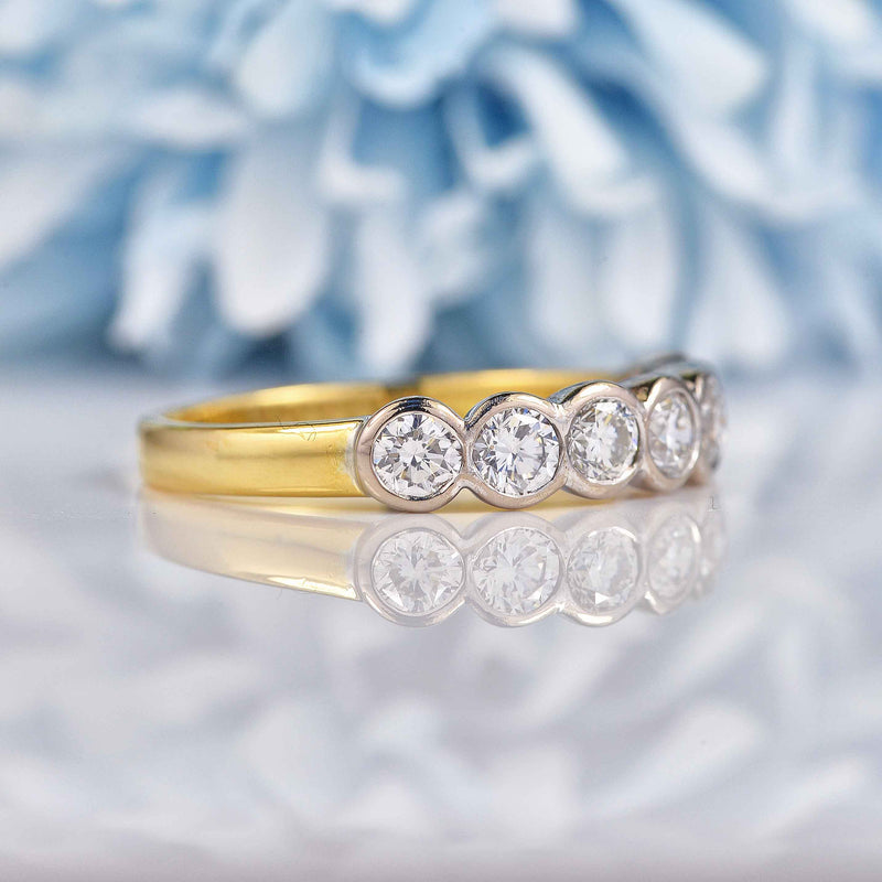 Ellibelle Jewellery Art Deco Style Diamond 18ct Gold Seven-Stone Bezel Ring (1.05cts)