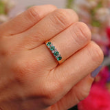 Ellibelle Jewellery Art Deco Style Emerald & Diamond 18ct Gold Bezel Ring