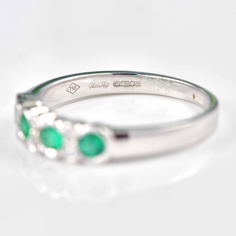 Ellibelle Jewellery Art Deco Style Emerald & Diamond 18ct White Gold Bezel Ring