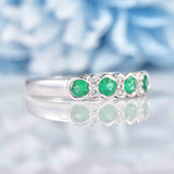 Ellibelle Jewellery Art Deco Style Emerald & Diamond 18ct White Gold Bezel Ring