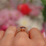 Ellibelle Jewellery Art Deco Style Garnet & Diamond 9ct Gold Bezel Ring