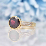 Ellibelle Jewellery Art Deco Style Garnet & Diamond 9ct Gold Bezel Ring