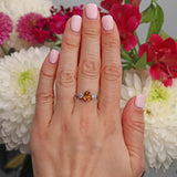 Ellibelle Jewellery Art Deco Style Orange Sapphire & Diamond Three Stone Engagement Ring