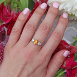 Ellibelle Jewellery Art Deco Style Orange Sapphire & Diamond Three Stone Engagement Ring