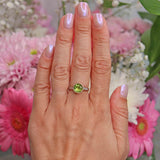 Ellibelle Jewellery Art Deco Style Peridot & Diamond 9ct Gold Bezel Ring