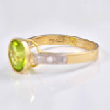 Ellibelle Jewellery Art Deco Style Peridot & Diamond 9ct Gold Bezel Ring