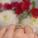 Ellibelle Jewellery Art Deco Style Peridot & Diamond Platinum Ring