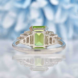 Ellibelle Jewellery Art Deco Style Peridot & Diamond Platinum Ring