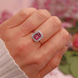 Ellibelle Jewellery Art Deco Style Pink Sapphire & Diamond 18ct White Gold Ring