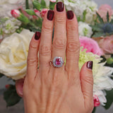 Ellibelle Jewellery Art Deco Style Pink Sapphire & Diamond Platinum Engagement Ring