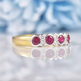 Ellibelle Jewellery Art Deco Style Ruby & Diamond 18ct Gold Half-Eternity Bezel Ring