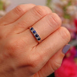 Ellibelle Jewellery Art Deco Style Sapphire & Diamond 18ct White Gold Bezel Ring