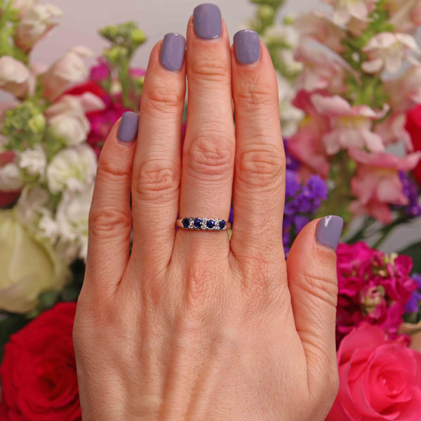 Ellibelle Jewellery Art Deco Style Sapphire & Diamond 18ct White Gold Bezel Ring