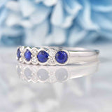 Ellibelle Jewellery Art Deco Style Sapphire & Diamond 18ct White Gold Bezel Ring