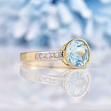 Ellibelle Jewellery Art Deco Style Topaz & Diamond 9ct Gold Bezel Ring