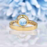 Ellibelle Jewellery Art Deco Style Topaz & Diamond 9ct Gold Bezel Ring