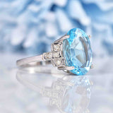 Ellibelle Jewellery Art Deco Style Topaz & Diamond 9ct White Gold Dress Ring