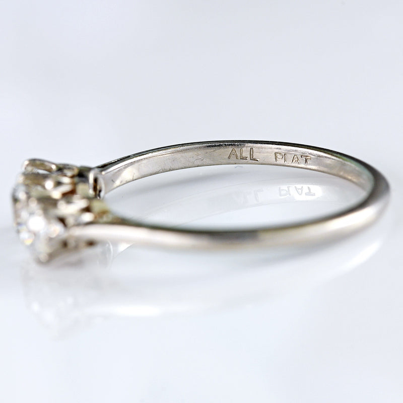 Ellibelle Jewellery Art Deco Transitional-Cut Diamond Platinum Three-Stone Engagement Ring (0.60cts)