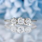 Ellibelle Jewellery Art Deco Transitional-Cut Diamond Platinum Three-Stone Engagement Ring (0.60cts)