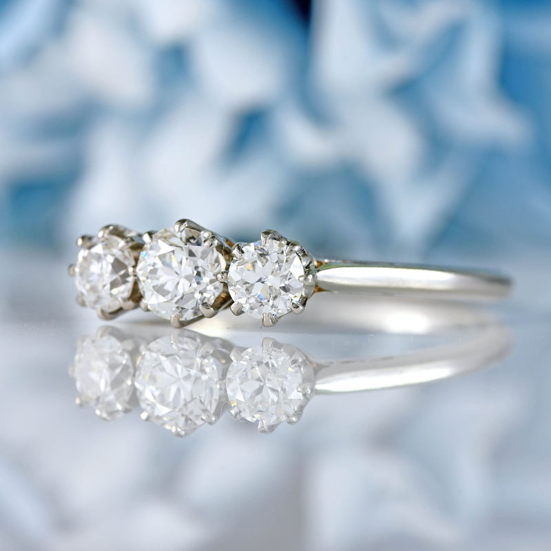 Ellibelle Jewellery Art Deco Transitional-Cut Diamond Platinum Three-Stone Engagement Ring (0.60cts)
