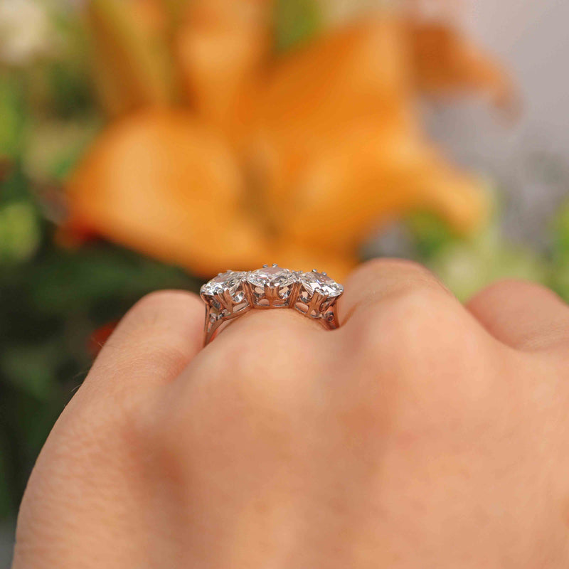 Ellibelle Jewellery Art Deco Transitional-Cut Diamond Platinum Three-Stone Engagement Ring (2.05cts)