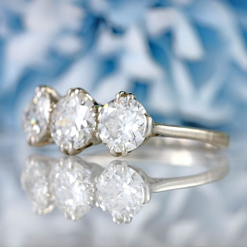 Ellibelle Jewellery Art Deco Transitional-Cut Diamond Platinum Three-Stone Engagement Ring (2.05cts)