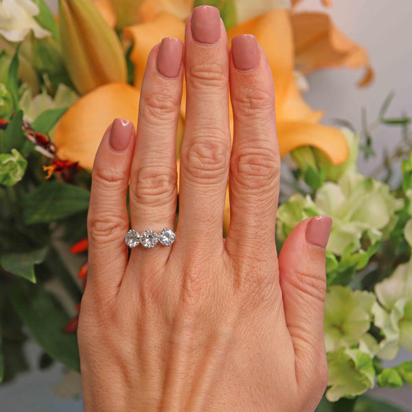 Ellibelle Jewellery Art Deco Transitional-Cut Diamond Platinum Three-Stone Engagement Ring (2.05cts)