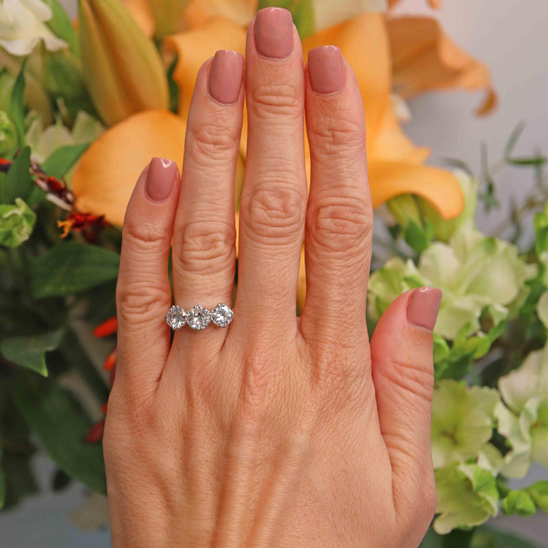Ellibelle Jewellery Art Deco Transitional-Cut Diamond Platinum Three-Stone Engagement Ring (2.05cts)