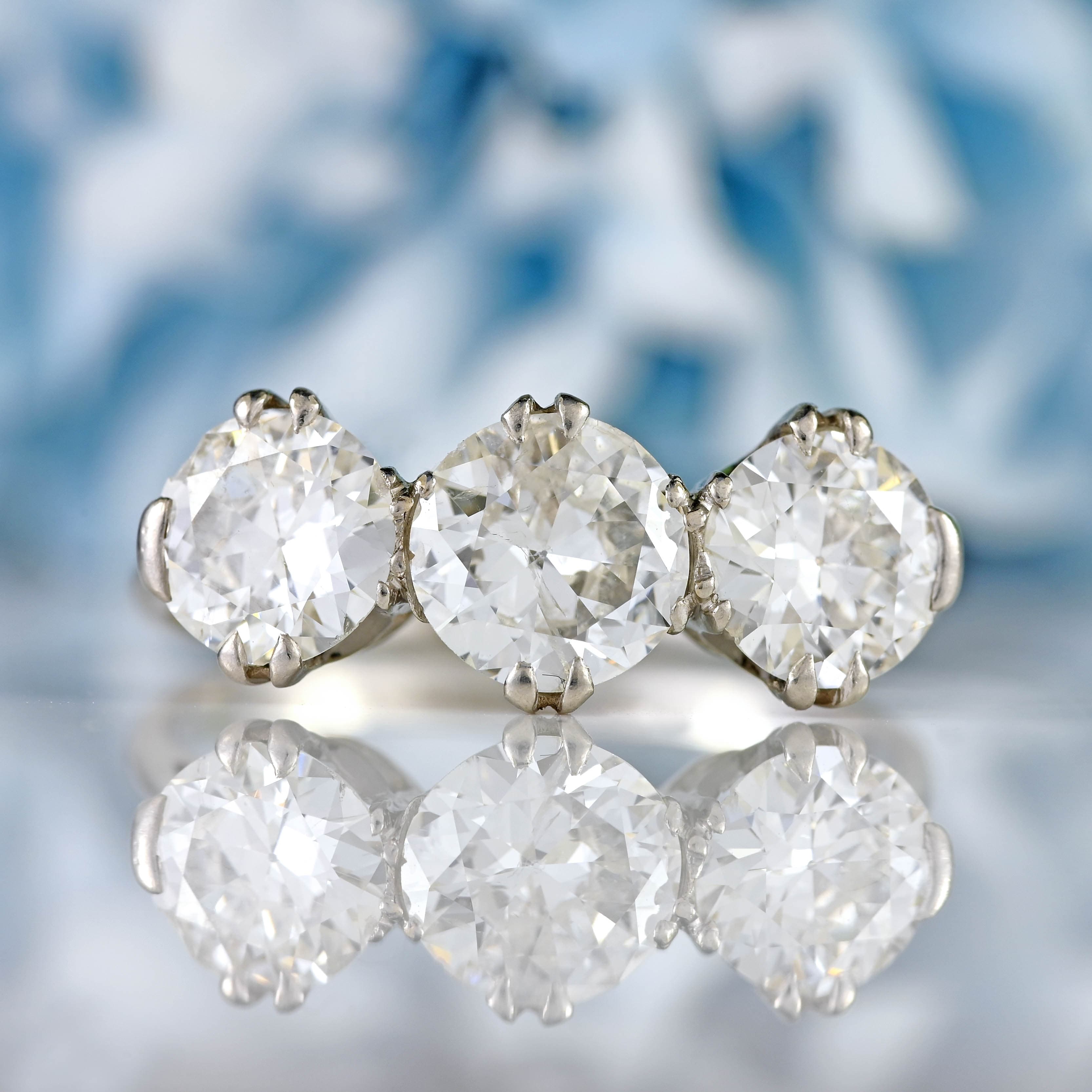Ellibelle Jewellery Art Deco Transitional-Cut Diamond Platinum Three-Stone Engagement Ring (2.05cts)